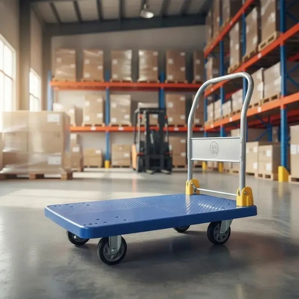 Carrito Plegable tipo plataforma para carga 400KG 60x90cm con 4 ruedas de goma base antideslizante